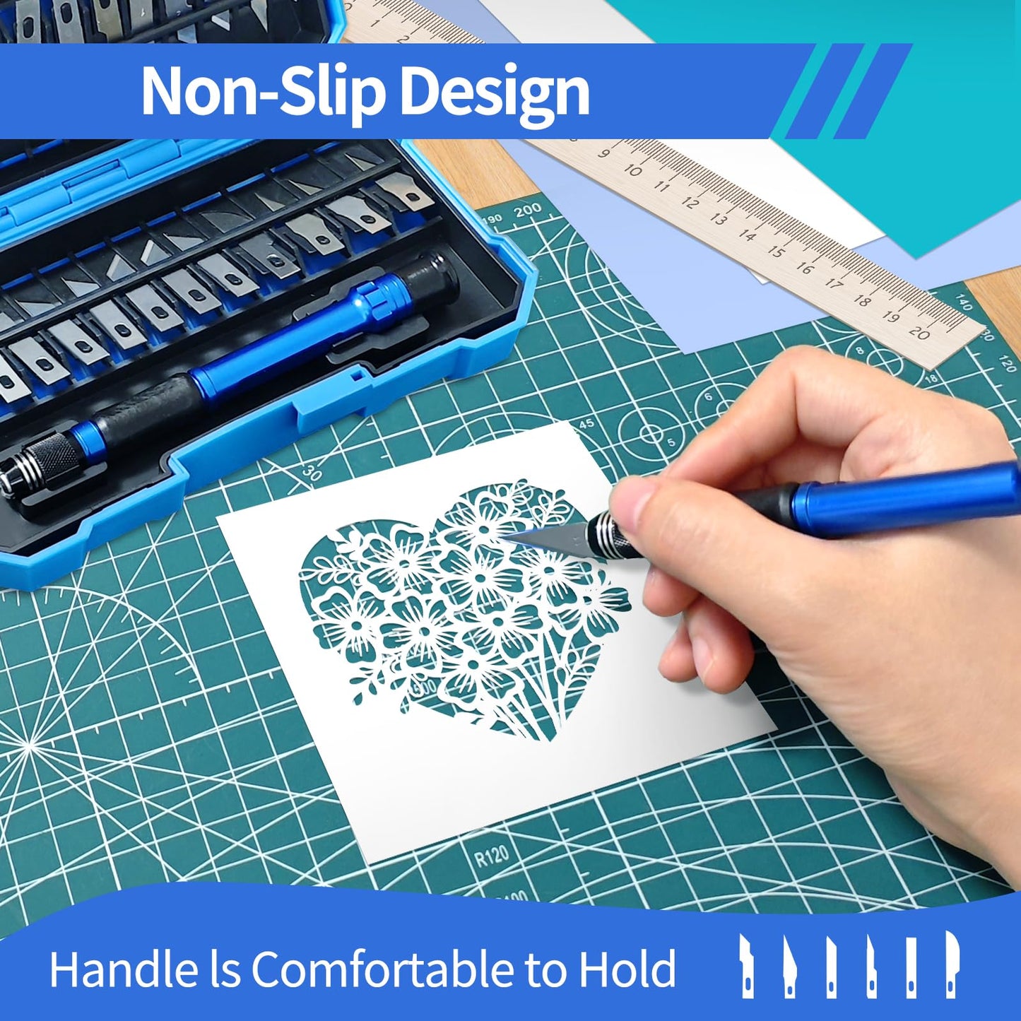 Precision Craft, Hobby, and Exacto Knife Set for Artistic, Scrapbooking, Stencil, Architectural Modeling, Woodworking, and Leatherworking projects - Perfect for Precision Cutting (29pcs)
