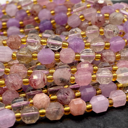 ABCGEMS Brazilian Lavender Rainbow Quartz Beads (Enhanced Prism Shape that Amplifies The Energy - Allows Energy to be Dispersed in All Direction) Diamond-Cut Energy-Prism Tiny 6mm