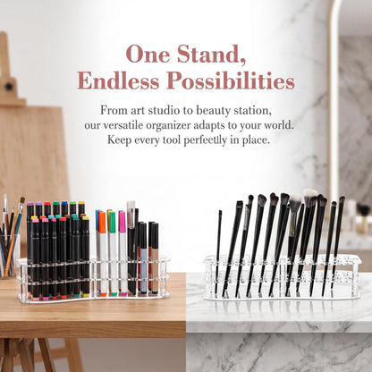 YIMITEE 3 Pack Acrylic Pen Holder, 26-Slot Clear Pencil Display Stand, Eyebrow Pen Stands, Makeup Brush Rack Organizer, Art Brush Desk Stand Organizer for Home, Store, School Office Supplies