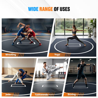 HESMAX 10' x 10' / 10' x 6.5' Wrestling Mat for Home, Foldable BJJ Jiu Jitsu Mat with 3cm Foam, Antislip Waterproof Training Mat for MMA, Grappling, Judo, Boxing, Martial Arts 1p7