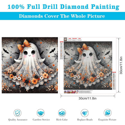 4 Pack Halloween Diamond Art Kits for Adults Beginner, Ghost DIY Modern Diamond Painting Kits 5D Diamond Dots Gem Art Crafts with Tools,Round Full Drill Funny Crafts for Women's hobbies-12x16inch