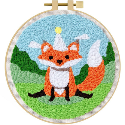 LACHLAND Punch Needle Kit Beginners, Landscape Stitching Kit for Adults&Teens DIY Embroidery Starter Craft with Yarn Needle Tool Easy Hobby Home Decor Gifts for Craft Lover (Fox)