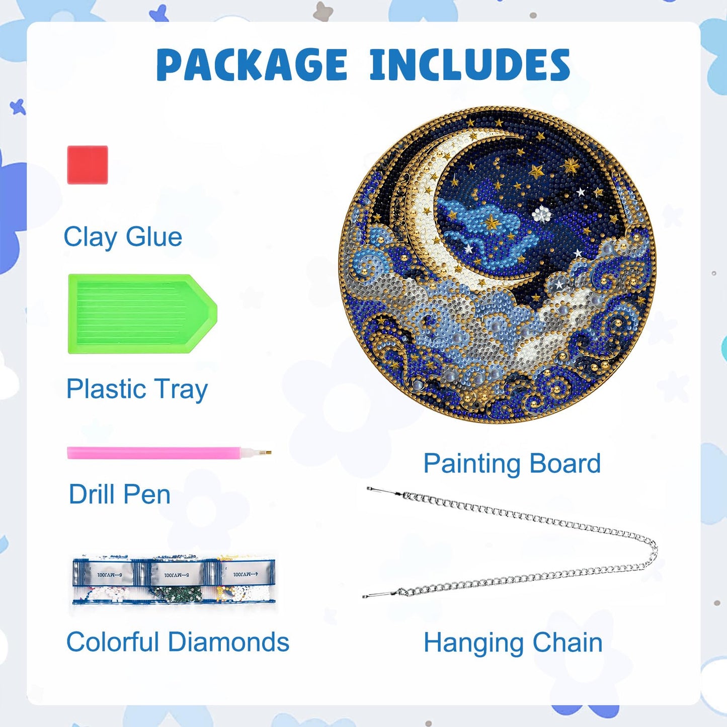 MAXBYE Moon Diamond Art Kits for Adults Hanging Ornament, DIY Special Crystal Diamond Painting kit, Double Sided Painting Kits for Beginners Gift Wall Home Decoration 8×8 Inch