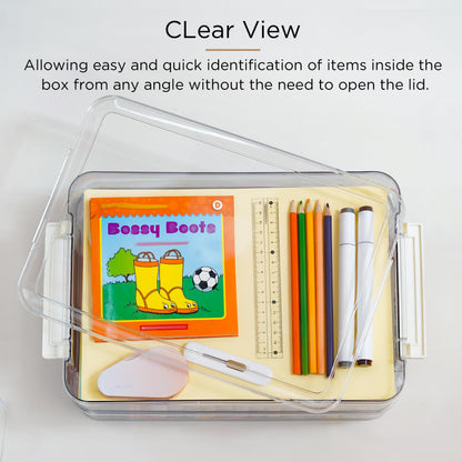 Citylife 2 PCS 6 Qt Plastic Storage Bins with Lids and Latches, Portable Stackable Storage Bins, Clear Plastic File Box for Organizing A4 Paper, Letters, Documents, Art Supplies, and Crafts