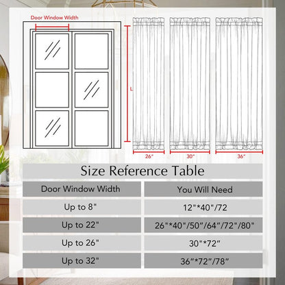 NICETOWN Linen Door Curtains for Boho Farmhouse Sliding Patio Door, Cream, 30 x 72 Inch for Glass Window, Top Bottom Rod Pocket Shades, 1 Panel