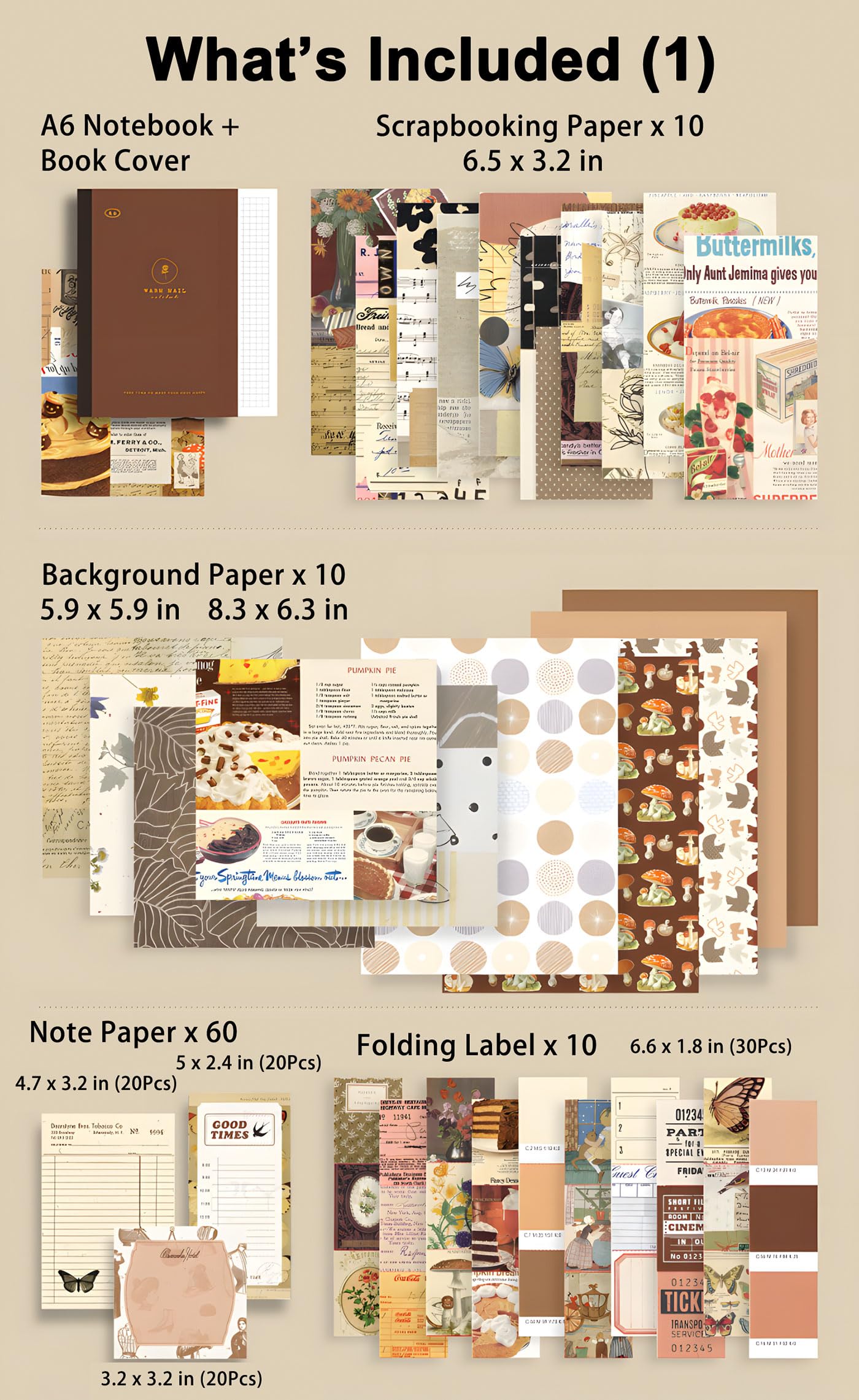 YagCu 348 Pcs Scrapbooking Kit, Vintage Junk Journal Supplies for Adult, Large Collection Journal and Scrapbook Set, Bullet Journals Materials, Journaling Arts Craft Beginner