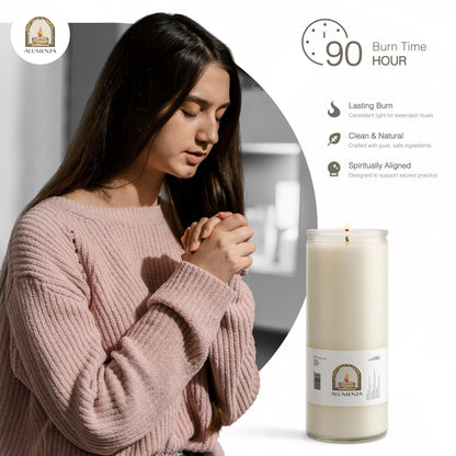 Alumenza 3 Pack Santa Cruz Candle in Glass Jar 90 Hours– Paraffin Wax, Clean Burning Unscented | Large & Tall Devotional Prayer Pillar Candles for Home, Memorial, Rituals