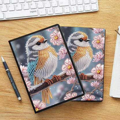 JZHYOAN Tabletop Diamond Art Note Book Kit Diamond Painting Blank Notebook A5 Mosaic Journal and DIY Sketchbook with Woodpecker Special Shaped Desk Placement Ornament Adult