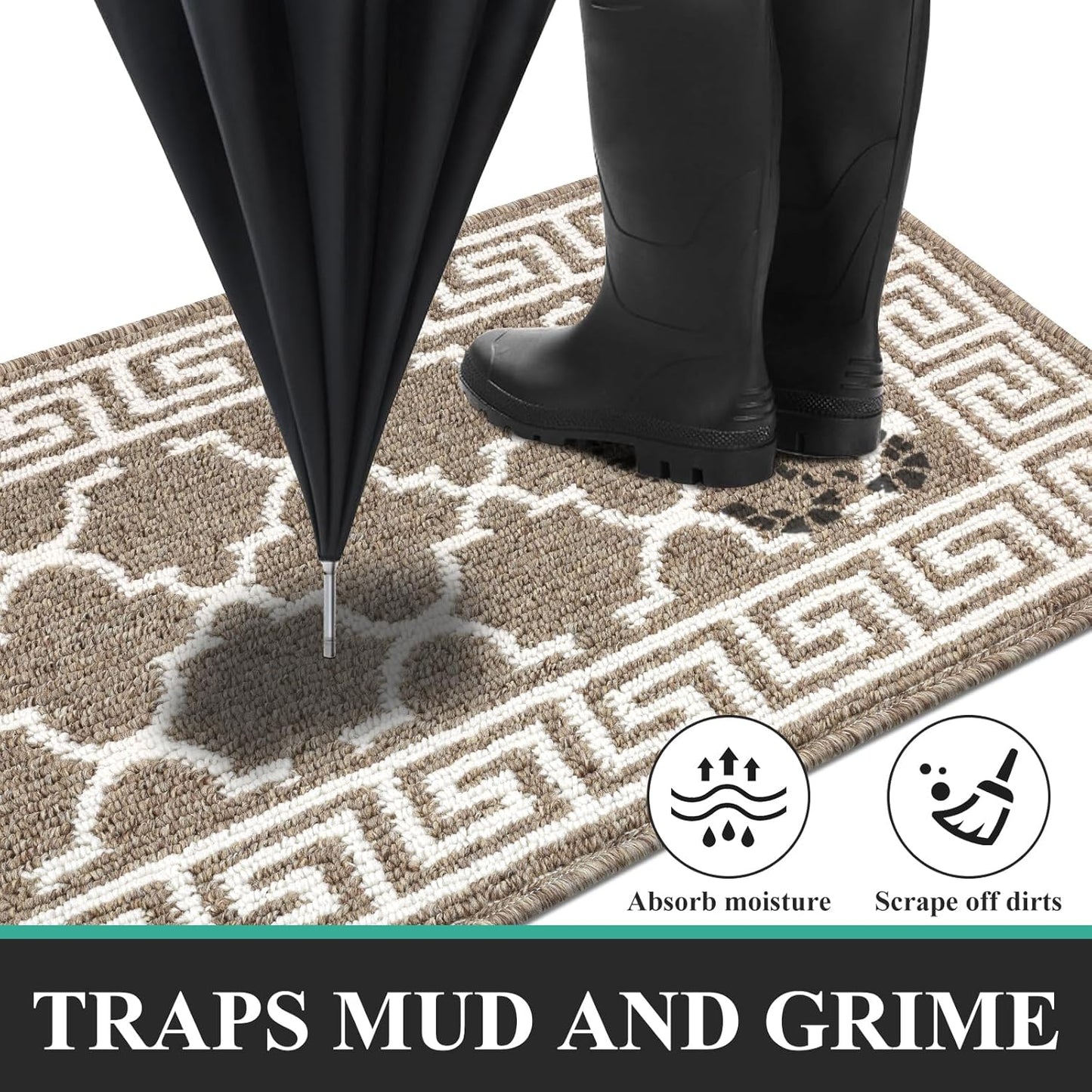 Pauwer Door Mat Indoor Entrance, 20"x59" Absorbent Dirt Trapper Welcome Mats, Washable Non Slip Runner Rugs for Hallway