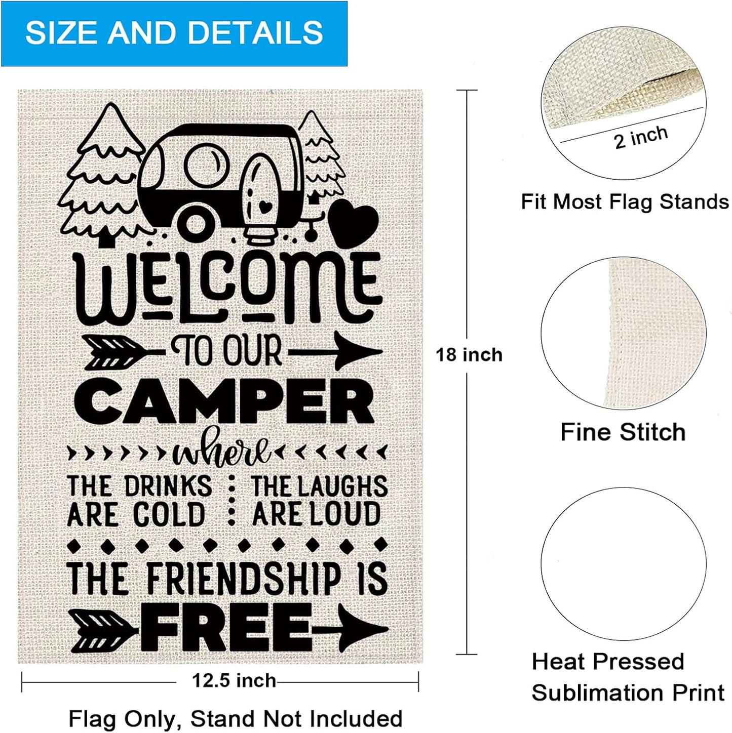 ZJXHPO Welcome To Our Camper Garden Flag Camping Gift Outdoor Yard House Banner Home Lawn Welcome