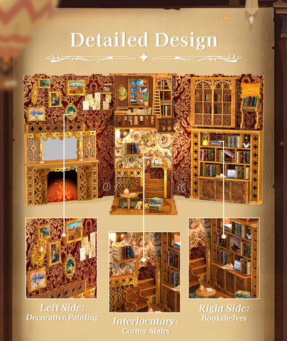 Cutefun Book Nook Kit Library, DIY Miniature Booknook Kit for Adults, 3D Wooden Puzzle Bookend Bookshelf Decor with LED Light & Dust Cover Christmas Crafts Gifts for Book Lovers (Eternal Bookstore)