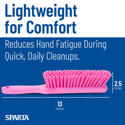 SPARTA 8 Inch Soft Counter Brush with Polyester Bristles and 5 Inch Handle, Color Coded Handheld Broom for Tables Countertops and Foodservice Surfaces, 13 Inch Overall Length, Pink