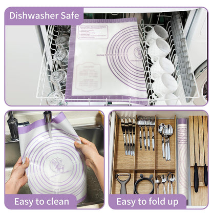 Silicone Mat for Baking, Non Stick Silicone Pastry Mat for Dough Pie Crust, Rolling Mats for Making Cookies Macarons Bread, Easy to Clean& Store