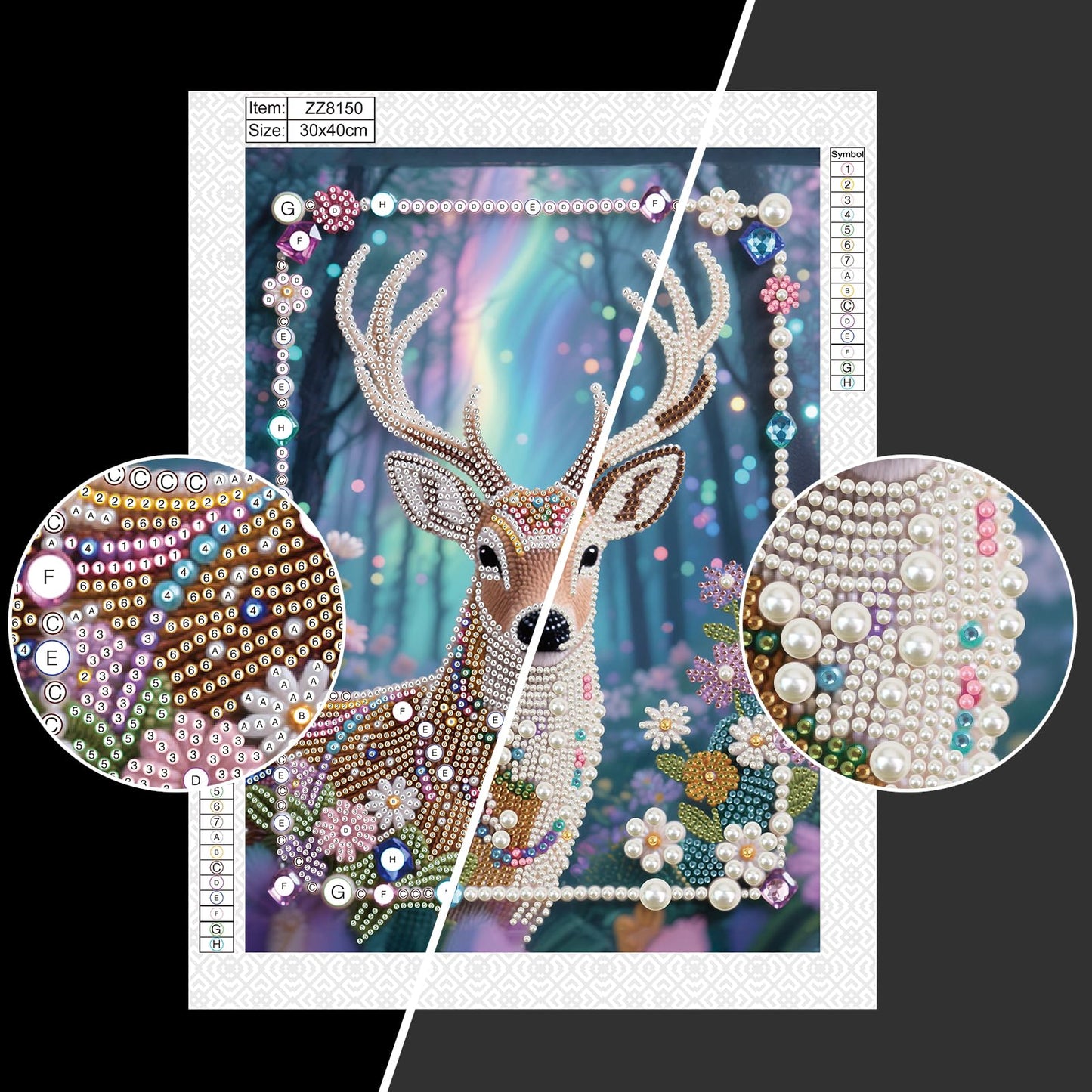 WSLWXSHM Pearl Diamond Painting Kits for Adults Elk, 5D Special Shape Diamond Art Kits for Beginners, Crystal Rhinestones Diamond Painting for Home Wall Decoration Gift 12×16inch/30×40cm Deer