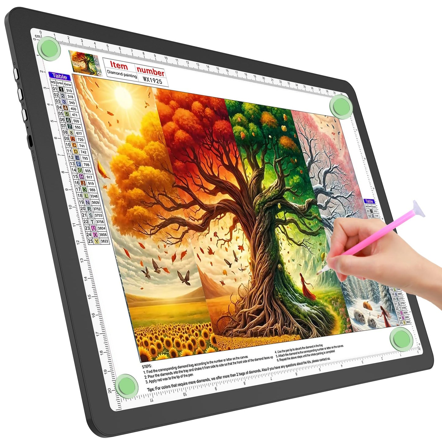 TOHETO A4 Light Board for Diamond Painting, Super Bright Magnetic Light Pad with Side Buttons, Lightbox for Tracing and Drawing, Corded Light Table for Sketching, Animation, Weeding Vinyl (Black)