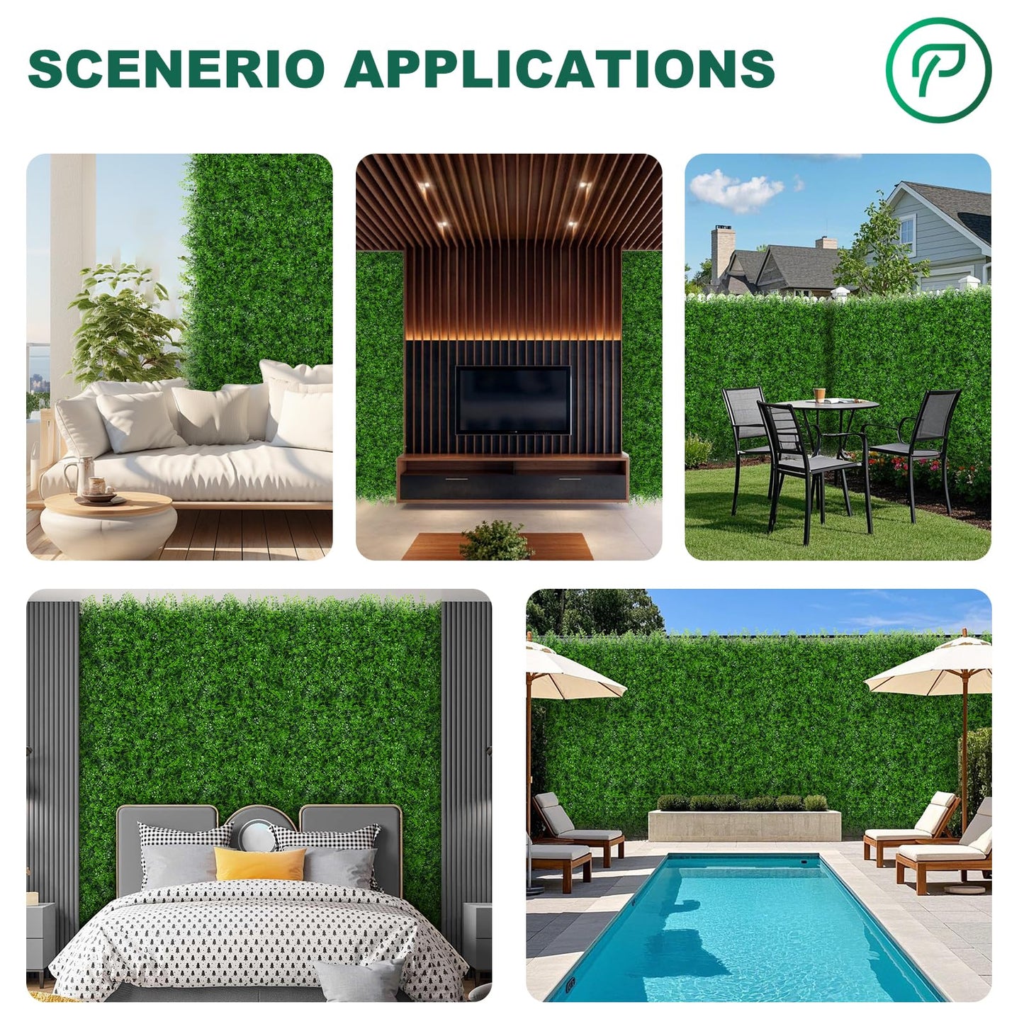 Yangrass Grass Wall Panels, 40"x120" (33.33 sqft) Artificial Boxwood Hedge Roll Privacy Screen, Green Wall Decor with UV Protection, Greenery Backdrop for Garden Indoor Outdoor Decor