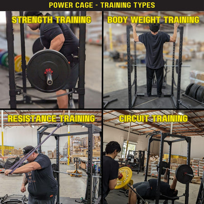 HulkFit Multifunctional Gen 2 Pro Series Power Cage Squat Rack with Home Gym Attachments and Accessories - Black