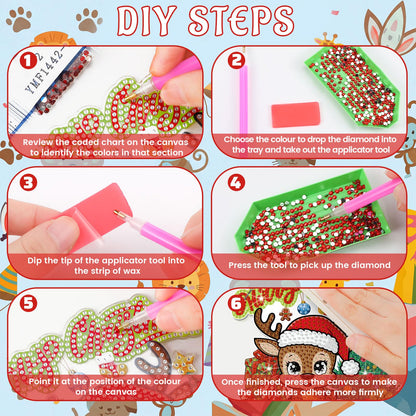 Cinnvoice 12 Pcs Seasonal Diamond Art Wreath Kits Holiday 5d DIY Diamond Painting Signs Germ Hanging Art Ornaments for Wall Door Decorations (Animal)
