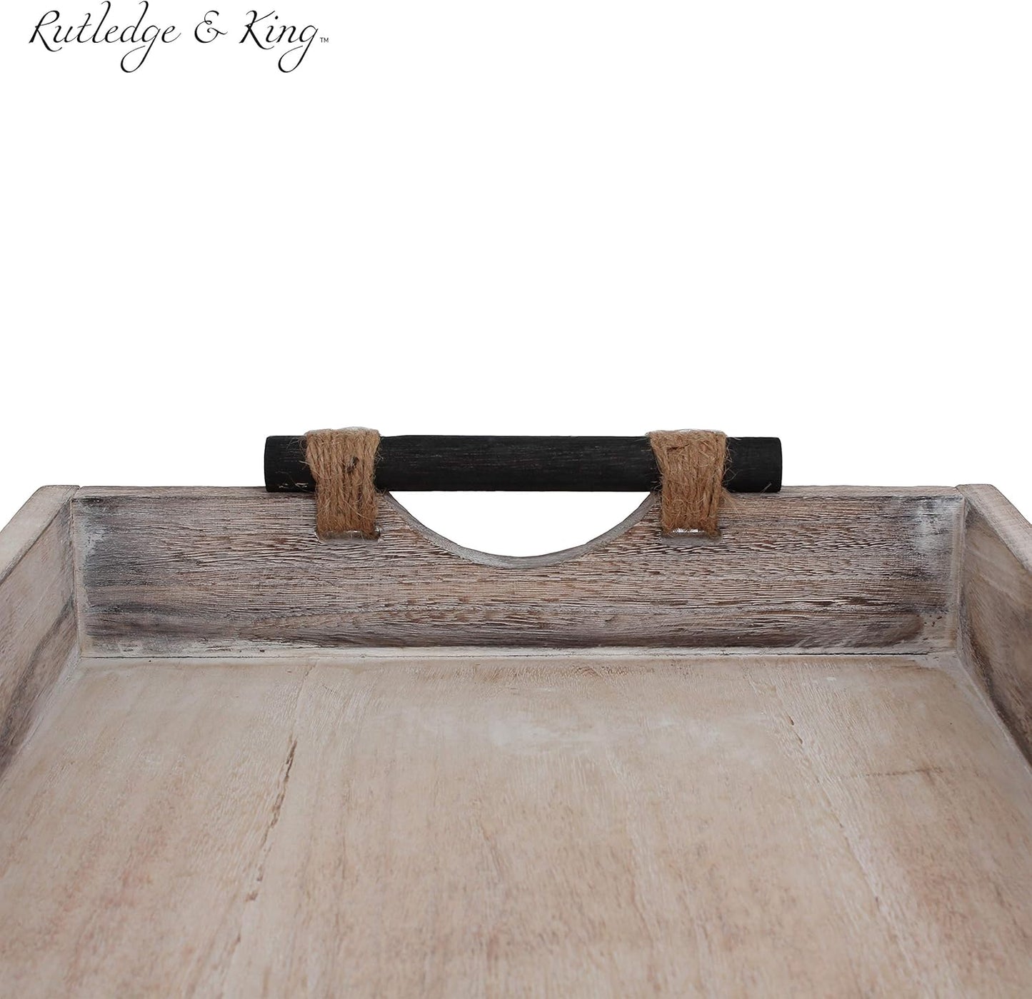 Rutledge & King Bethany Serving Tray - Ottoman Tray/Decorative Tray - Coffee Table Tray/Round Wooden Tray - Breakfast