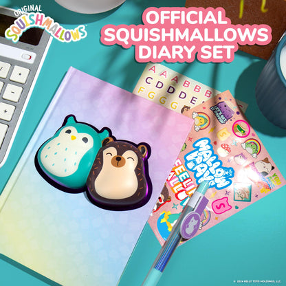 Squishmallows Original Squishy Diary Set, Includes 5 x 7 Diary, 60 Sheets, Kawaii Stickers, Pen, Fun Journaling Kit & Sketchbook for Kids, School Supplies, Journal for Girls