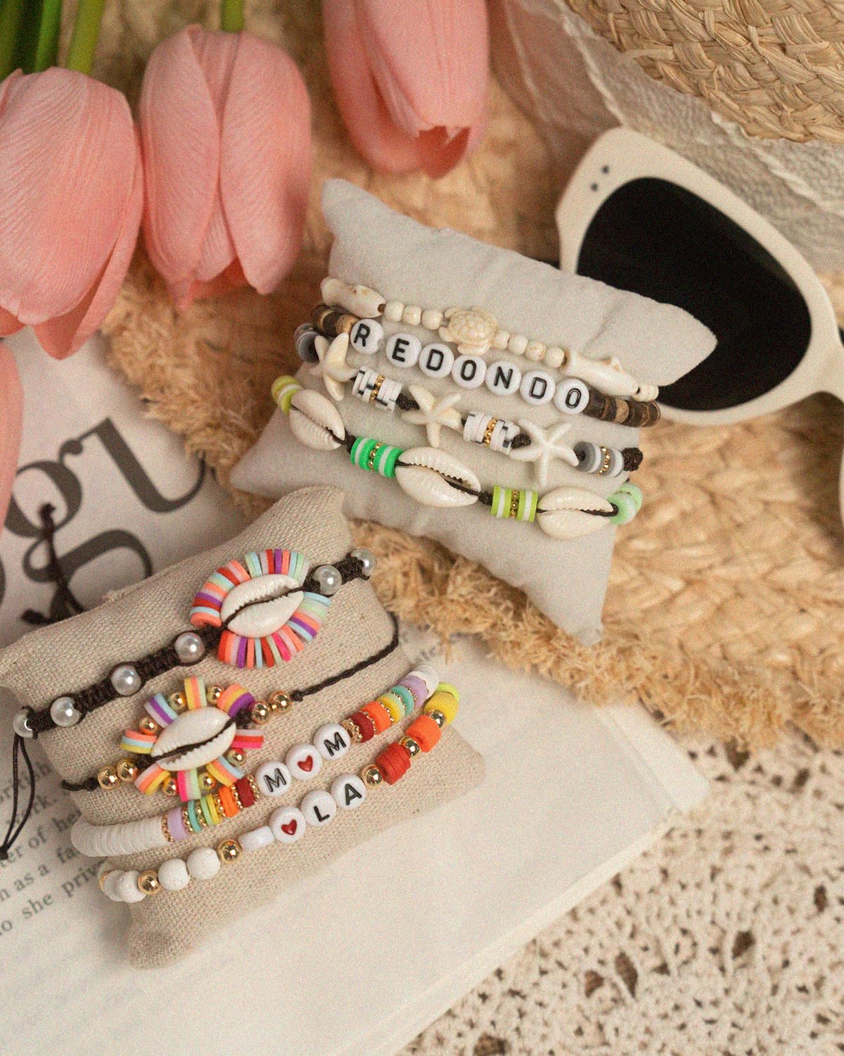 DoDoBeads Summer Bracelets Making Kit, Beach Bracelet Making Kit with Puka Shell Beads, Letter & Number Beads, Seashells, Spacers, Pearls, Jewelry Craft Set