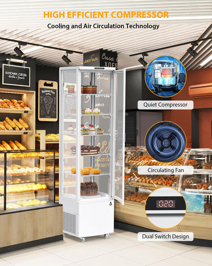 GAOMON idO-A2EfLtRlFtU_six5YQ GHB-WH2025021100014 Countertop Refrigerator Cu.Ft. Bakery Display Case, 10.5 Cubic Feet, White