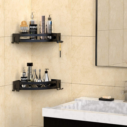 2 Pack, Bakzon Corner Shower Caddy, Shower Shelf Corner No Drilling Bathroom Shower Organizer Storage Rack Adhesive