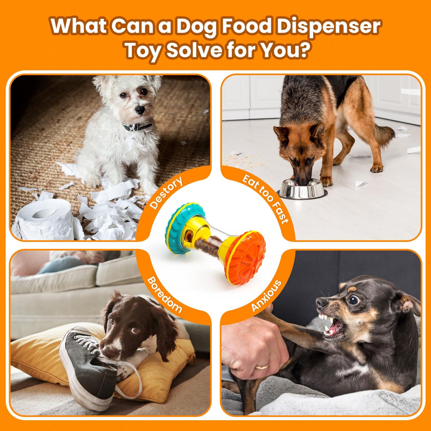 BoYoYo Interactive Dog Puzzle Toys for Boredom, Dogs Enrichment Toy to Keep Them Busy, Treat Dispensing Slow Feeder