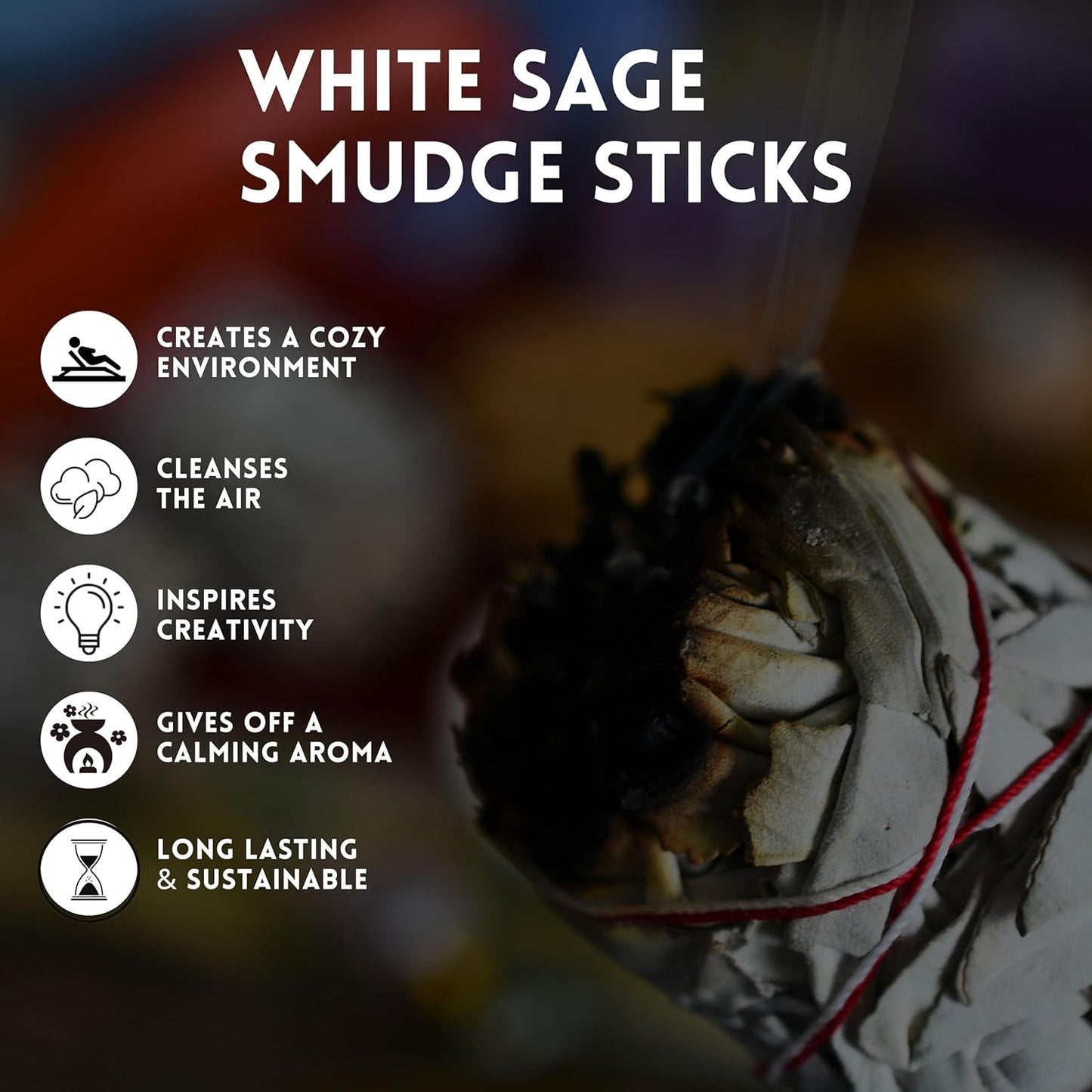 White Sage Mix Smudge Sticks 3 Pack for Cleansing, Meditation, Yoga, and Smudging | Cedar, Rosemary, Eucalyptus, Juniper