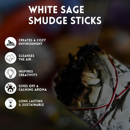 White Sage Mix Smudge Sticks 3 Pack for Cleansing, Meditation, Yoga, and Smudging | Cedar, Rosemary, Eucalyptus, Juniper