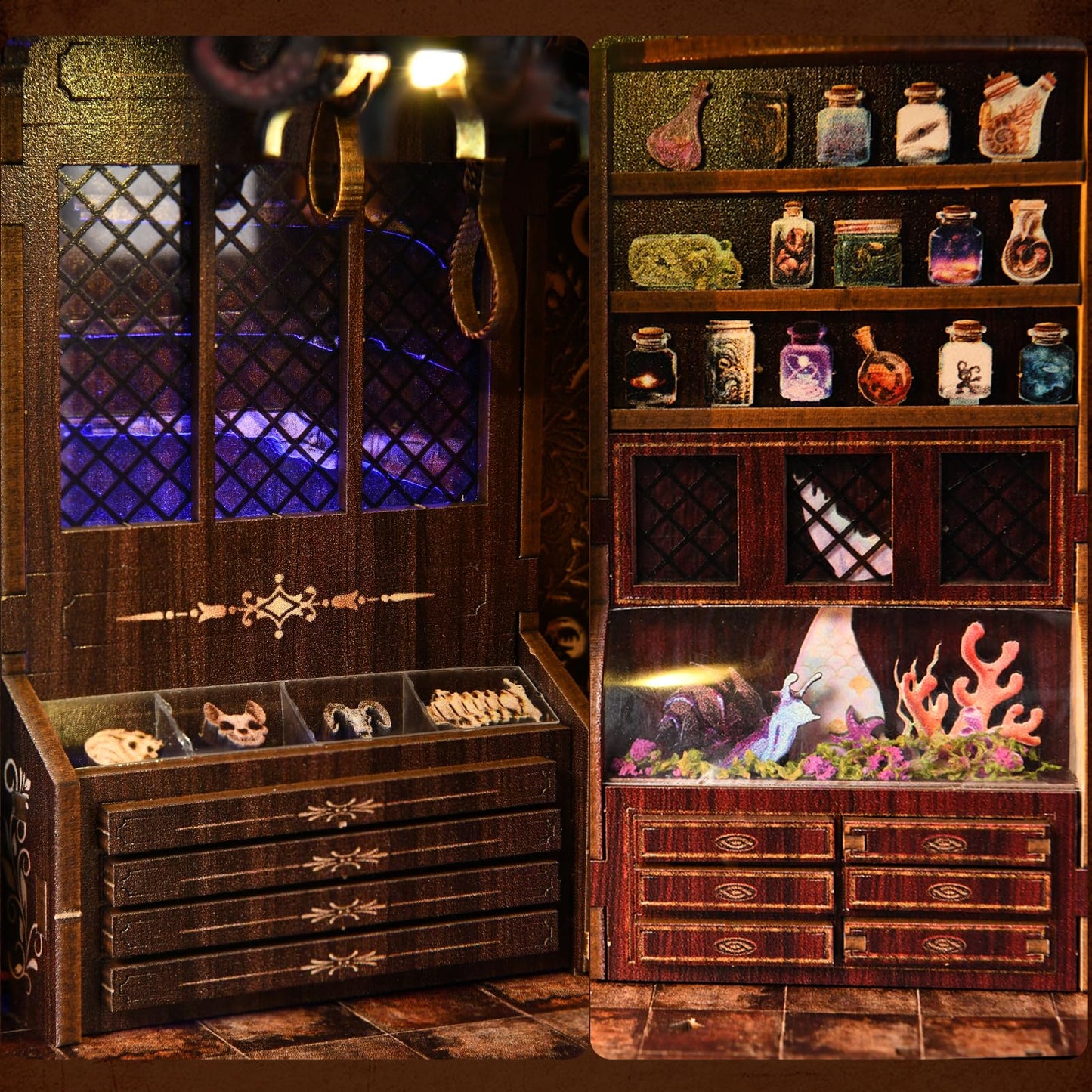 ETKVR Book Nook Kit - DIY Miniature House Dollhouse Kit 3D Puzzles for Adults, Gifts for Family and Friends Bookshelf Decor Tiny House Model Build with Dust Cover