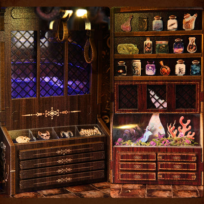 ETKVR Book Nook Kit - DIY Miniature House Dollhouse Kit 3D Puzzles for Adults, Gifts for Family and Friends Bookshelf Decor Tiny House Model Build with Dust Cover
