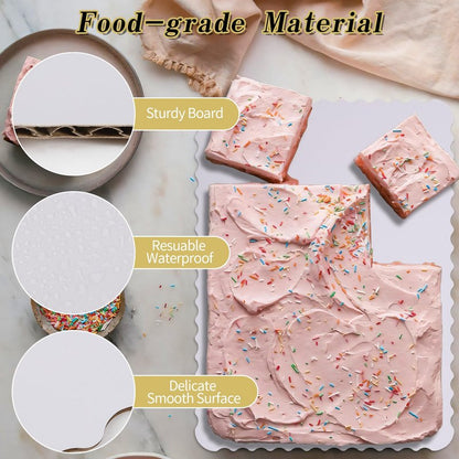 Anscher 15 Pack 19 x 14 Inch Greaseproof Rectangle Cake Boards, Premium Corrugated Single Wall Cake Base Board Half Sheet Cake Board for Sheet Cake, Dessert Base, Cupcake and Cake Pizza(White)