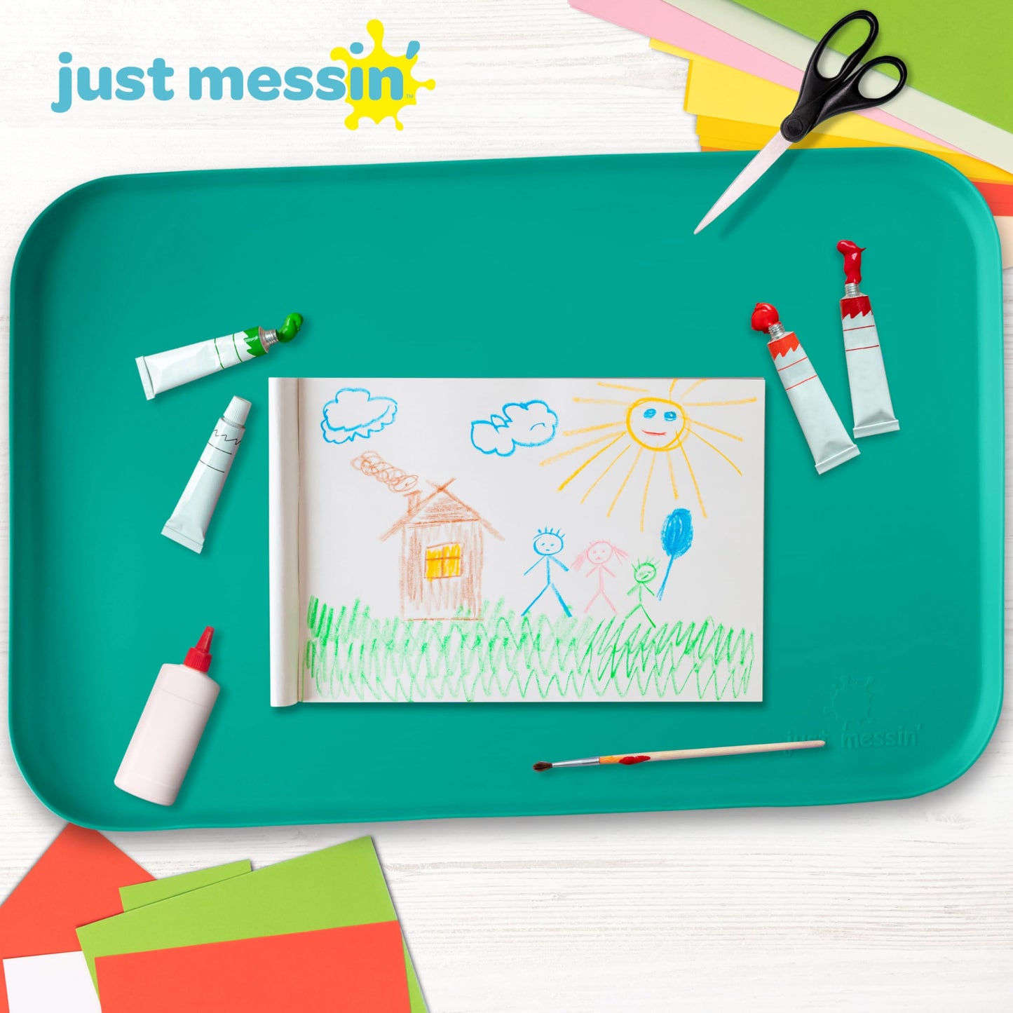 Just Messin' Silicone Art Mat Mega Bundle – 16”x26” Mats with High .6" Edge, Blue, Green & Pink, Non-Slip, Heat Resistant for Crafts, Resin,Paint & Jewelry-Making