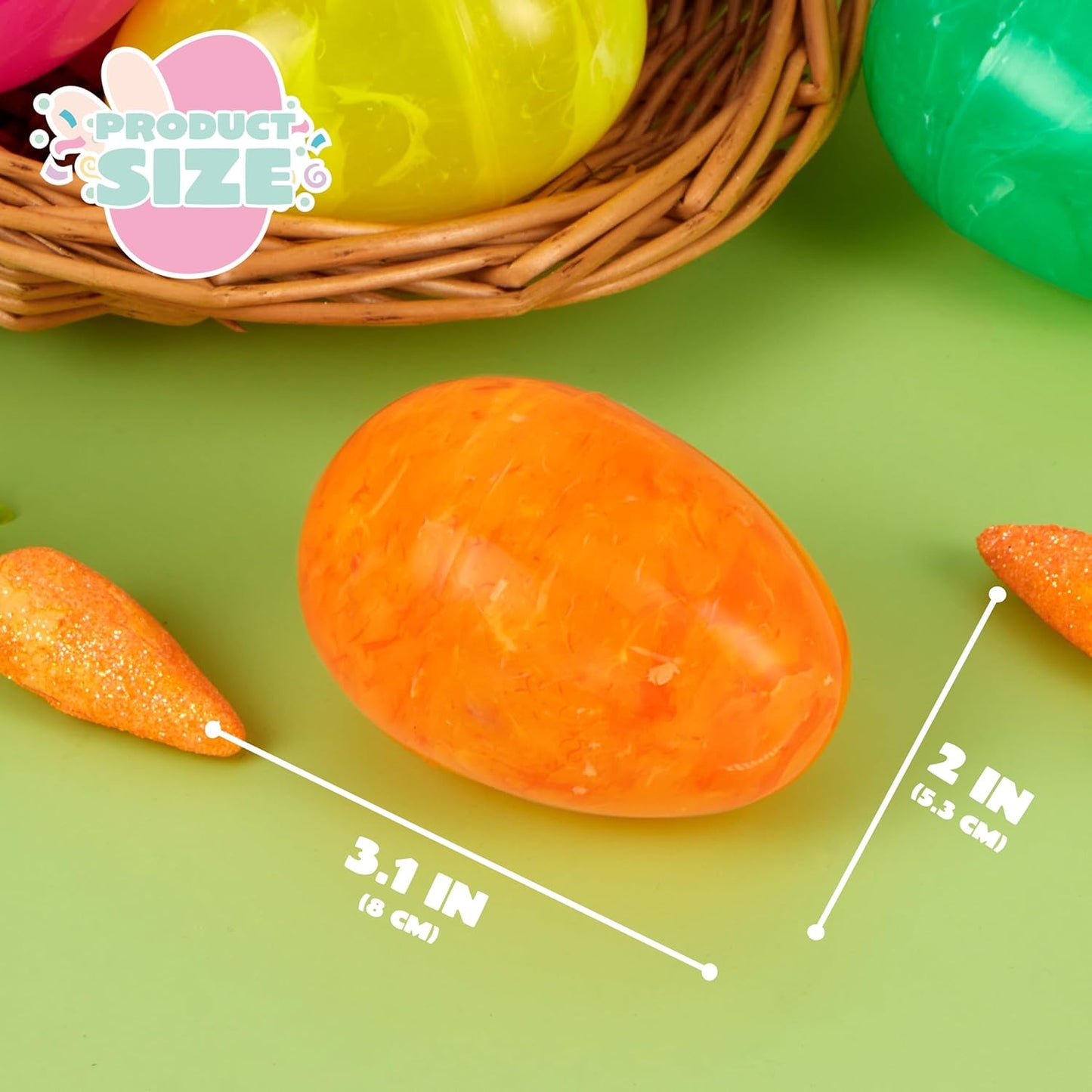 12 3.15" JOYIN Pcs Plastic Iridescent Printed Bright Easter Eggs Tall for Easter Hunt, Basket Stuffers Fillers