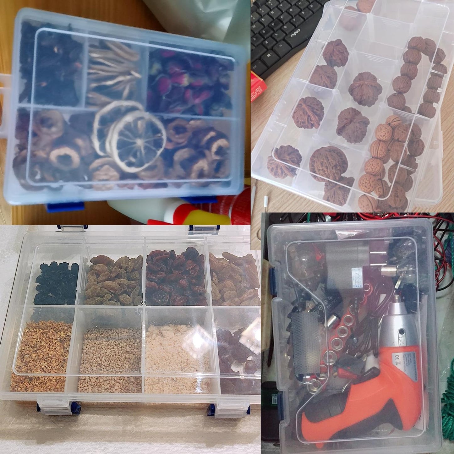 Xiaoyztan Clear Plastic Organizer, 12 Grids with Adjustable Dividers, Jewelry Box Bead Storage Container for Small Parts, Fishing Tackle, DIY Crafts, and Earrings