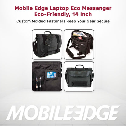 Mobile Edge ECO-Friendly Laptop Messenger Bag for Men and Women, for 14.1" PC and Compatible with MacBook 15", Cotton Canvas, Black