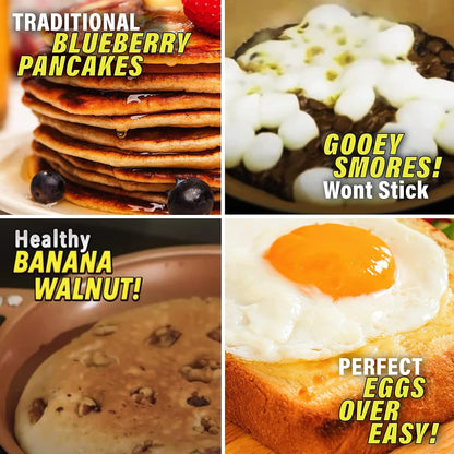 Non-Stick Frying Pan, Double-Sided Flips Design, Easy-To-Clean Pancake Pan for Household Kitchen Cookware