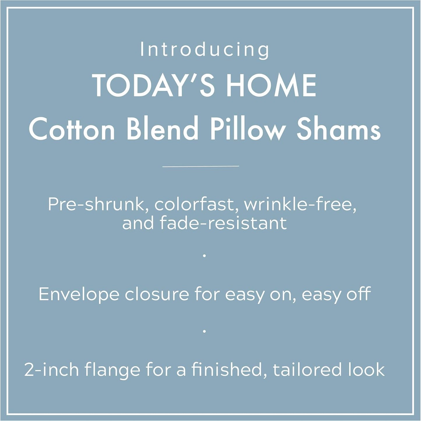 Tailored Bed Pillow Shams, Cotton Blend Design, Standard, Grey by Today’s Home - 2-Pack