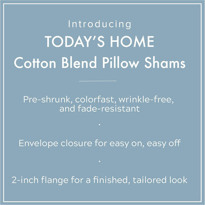 Tailored Bed Pillow Shams, Cotton Blend Design, Standard, Grey by Today’s Home - 2-Pack