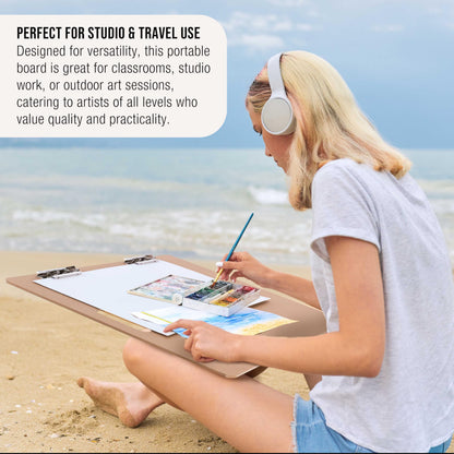 U.S. Art Supply 23" x 26" Artist Sketch Tote Board - Lightweight Hardboard Drawing Board with Handle, Clip & Rubber Band for Art, Sketching, Travel, Studio