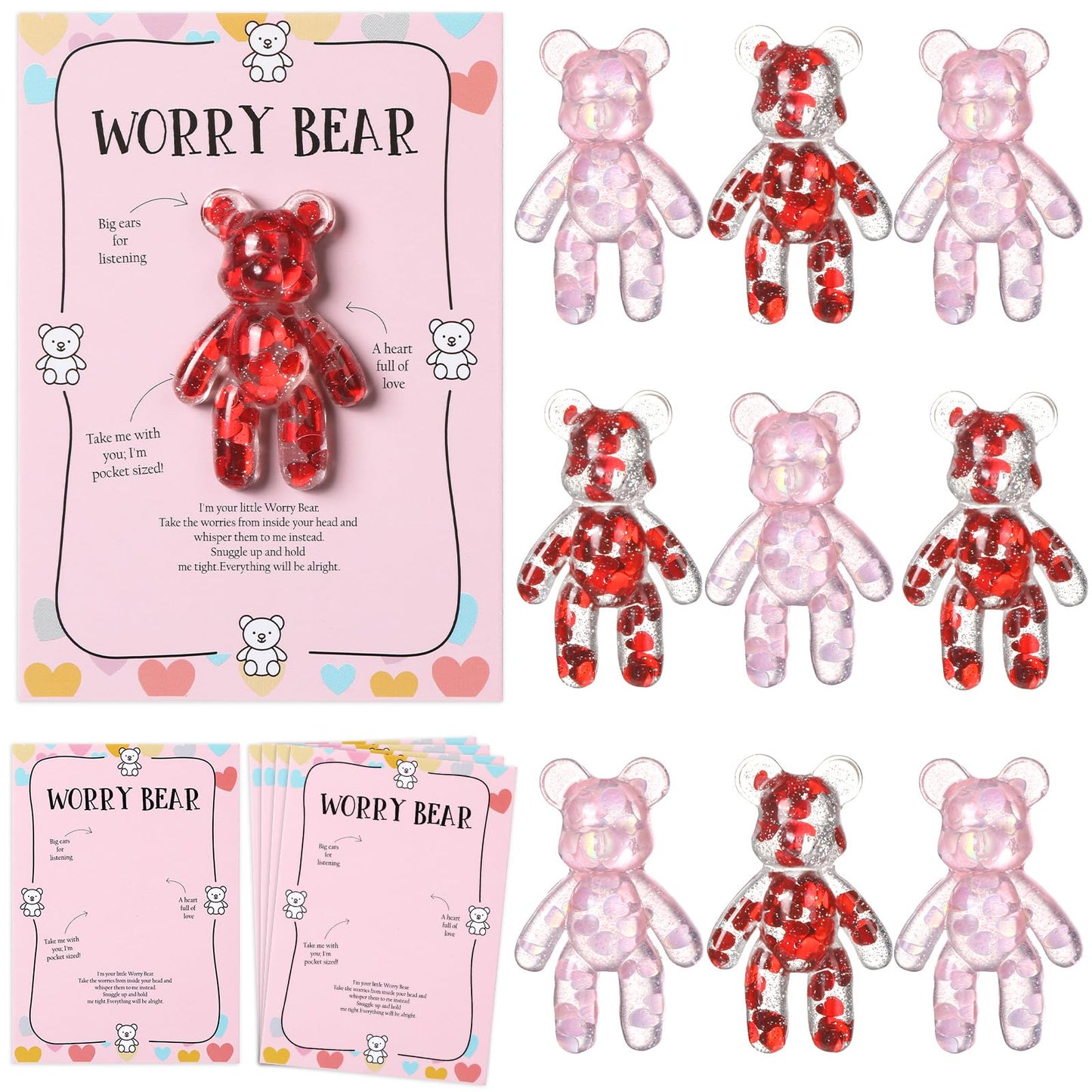 party greeting 10 Set Valentine's Day Pocket Bear Hug Emotional Support Gifts Mental Health Anxiety Relief Positivity Autism Fidget Gift Stress Relief Gift for Boy Girls Favor Gift