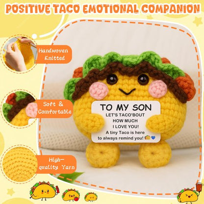 Joycuff Graduation Gifts for Son from Mom Dad, Handmade Positive Crochet Taco, Graduation Birthday Gifts for Son Kids Teens, I Love You Taco Stuff for Him