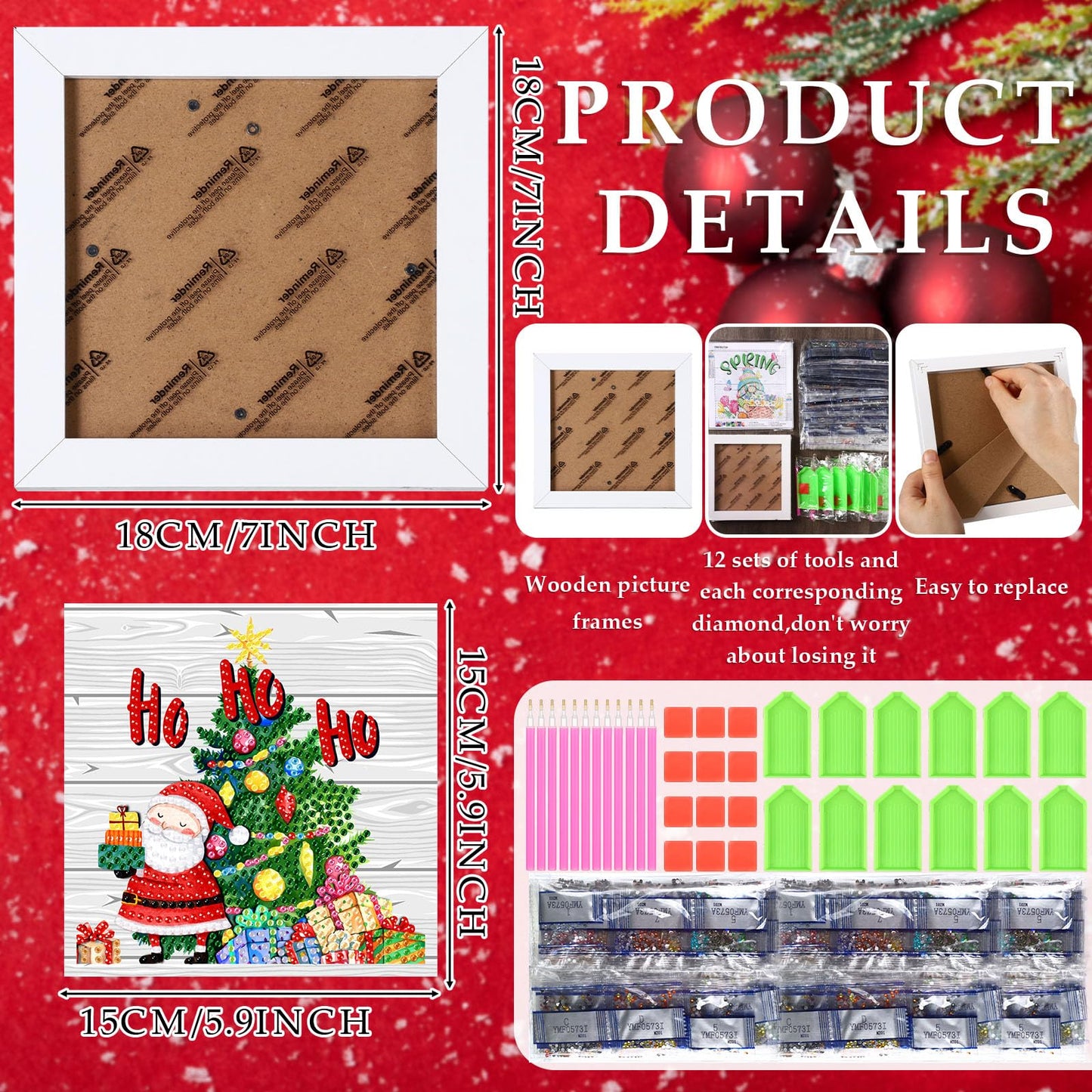 Trandraft 13 Pcs Interchangeable Holiday Diamond Art Kits for Adults 5D Framed Seasonal DIY Diamond Paint with Full Drill Gems for Beginner Monthly Table Craft Gift Decor (Multi Elements)