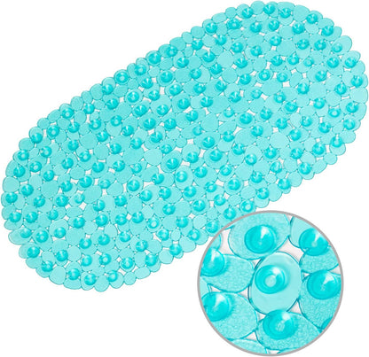27 14 Inch, WELTRXE Pebbles Bath Mat Oval Non-Slip Bathtub Mat with Suction Cups, Drain Holes for Bathroom Showers