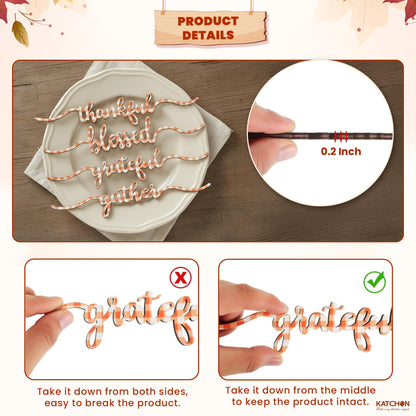KatchOn, Pumpkin Table Centerpieces And Thanksgiving Wooden Cutout Sign Set – Pack of 14 | Honeycomb Paper Pumpkins And Thankful Blessed Grateful Word Signs For Thanksgiving Table And Fall Decorations
