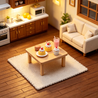 BoFUN Miniature Dessert Craft Kit, DIY No-Bake Mini Food Set with Display Frame for Teens & Adults - Ideal for Dollhouse Decor, Fake Cake & Ice Cream Making
