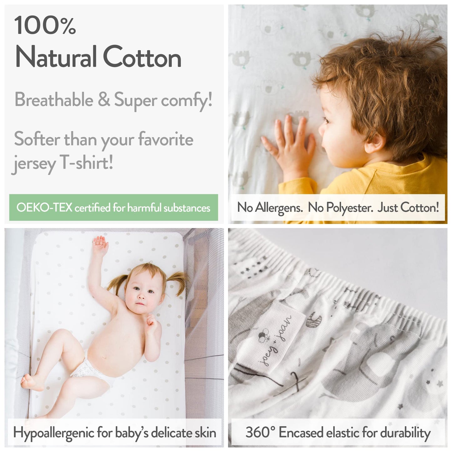 Cuddly Cubs Pack and Play Sheets Fitted – for Graco Pack n Play Playard – 2 Pack – Snuggly Soft Jersey Cotton Mini Crib Mattress Sheets Set for Baby Boy, Girl – Grey Polka Dots, Chevron