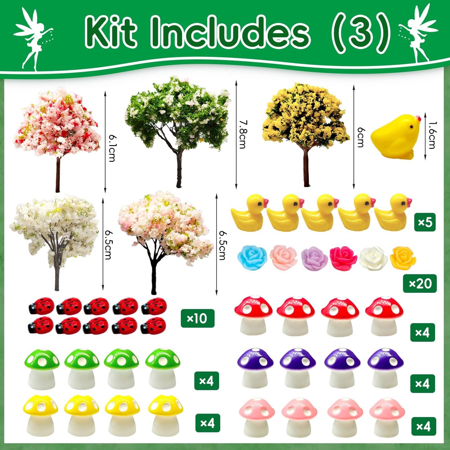 MTWENWENZY 114 Pcs Miniature Fairy Garden Accessories Kit Resin Elves Animal Figurines Decor Micro Landscape Ornaments for DIY Micro Dollhouse