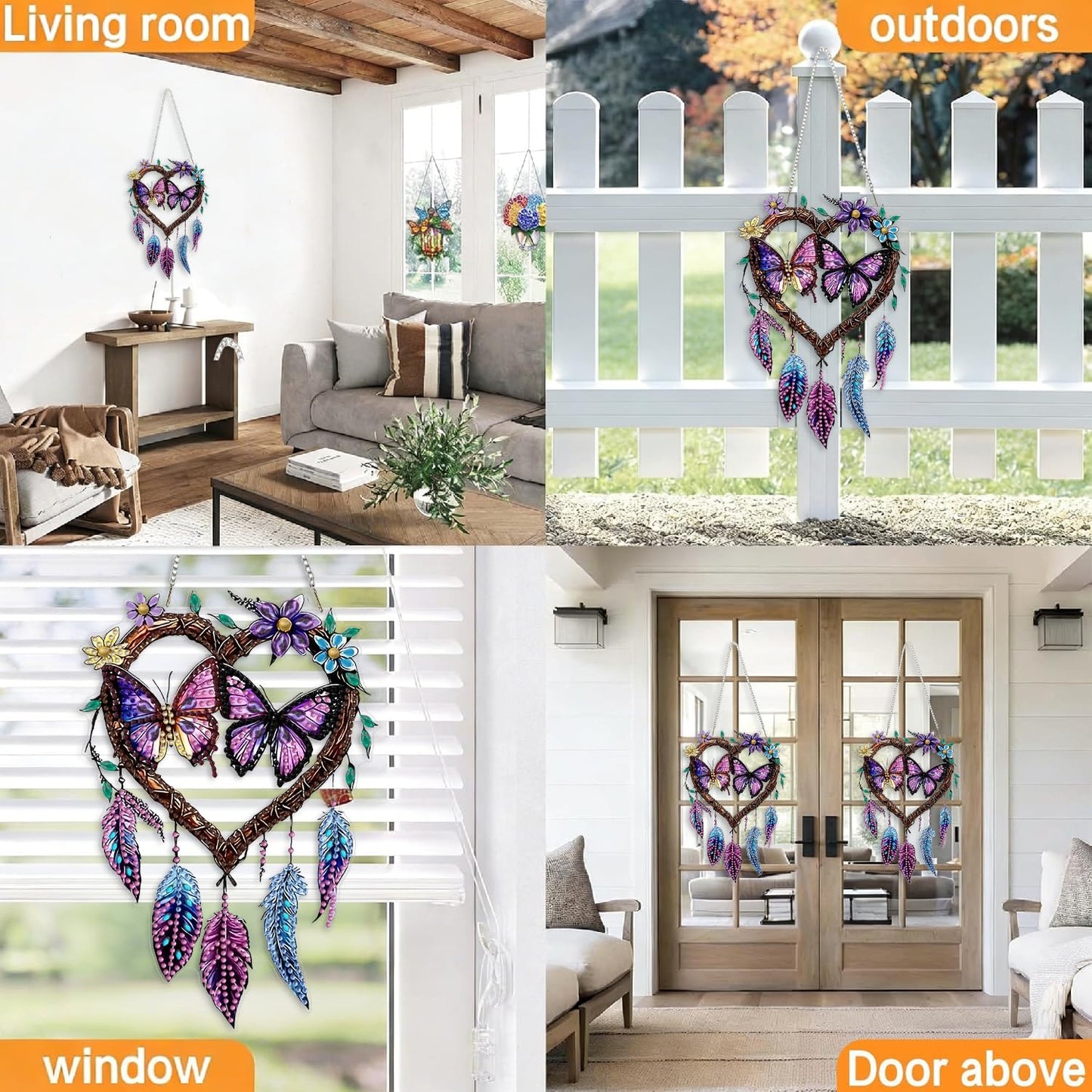 DIY Hanging Diamond Art Kits for Adults, butterfly Dream Catcher Diamond Painting Kits, Special Shaped Rhinestone, Acrylic 5D Gem Art Craft Window Pendants Home Garden Wall Hanging Ornament Kits